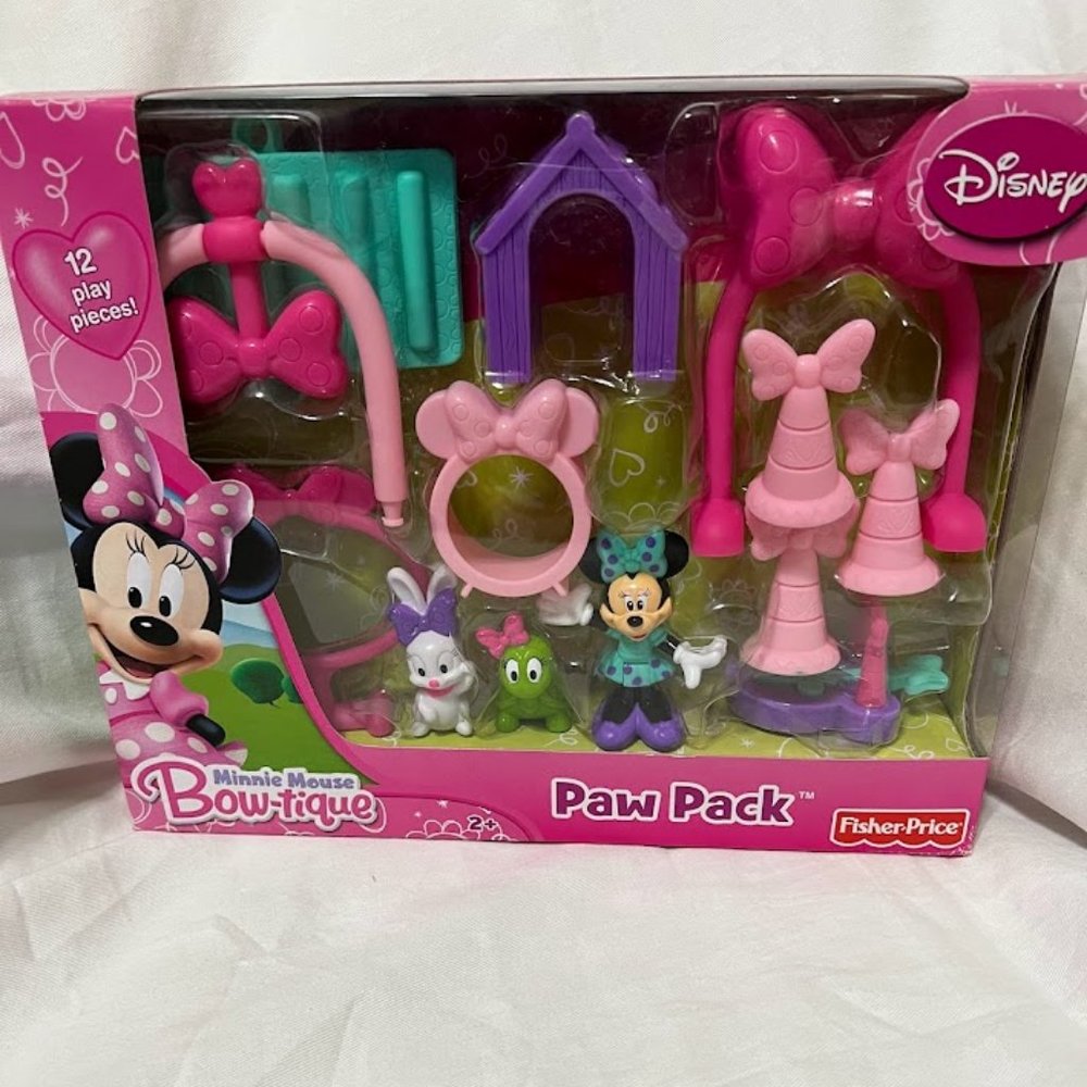 Fisher Price Disney Minnie Mouse Bow-tique Paw Pack- NEW in BOX-12 Play Pieces